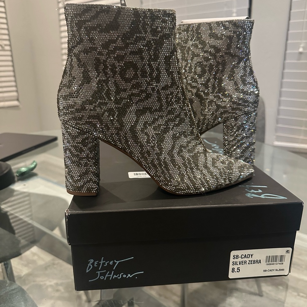 Betsey Johnson Cady Zebra Patterned Ankle Boots